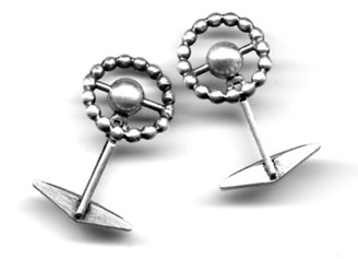 SPHERES $110-sterling silver cufflinks with swiveling lightly brushed spheres (3/4" across) SPHERES $110-sterling silver cufflinks with swiveling lightly brushed spheres (3/4" across)